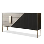 Commode élégante en bois et métal noir-gris avec tiroirs à fermeture douce