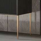 Commode élégante en bois et métal noir-gris avec tiroirs à fermeture douce