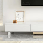 Meuble TV moderne en bois naturel avec étagère allongée et tiroir