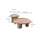 Table basse ronde en bois naturel avec plateau à trois pieds