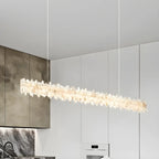 Suspension moderne à LED en cristal clair pour îlot de cuisine