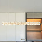 Suspension moderne à LED en cristal clair pour îlot de cuisine