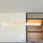 Suspension moderne à LED en cristal clair pour îlot de cuisine