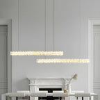 Suspension moderne à LED en cristal clair pour îlot de cuisine