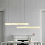 Suspension moderne à LED en cristal clair pour îlot de cuisine