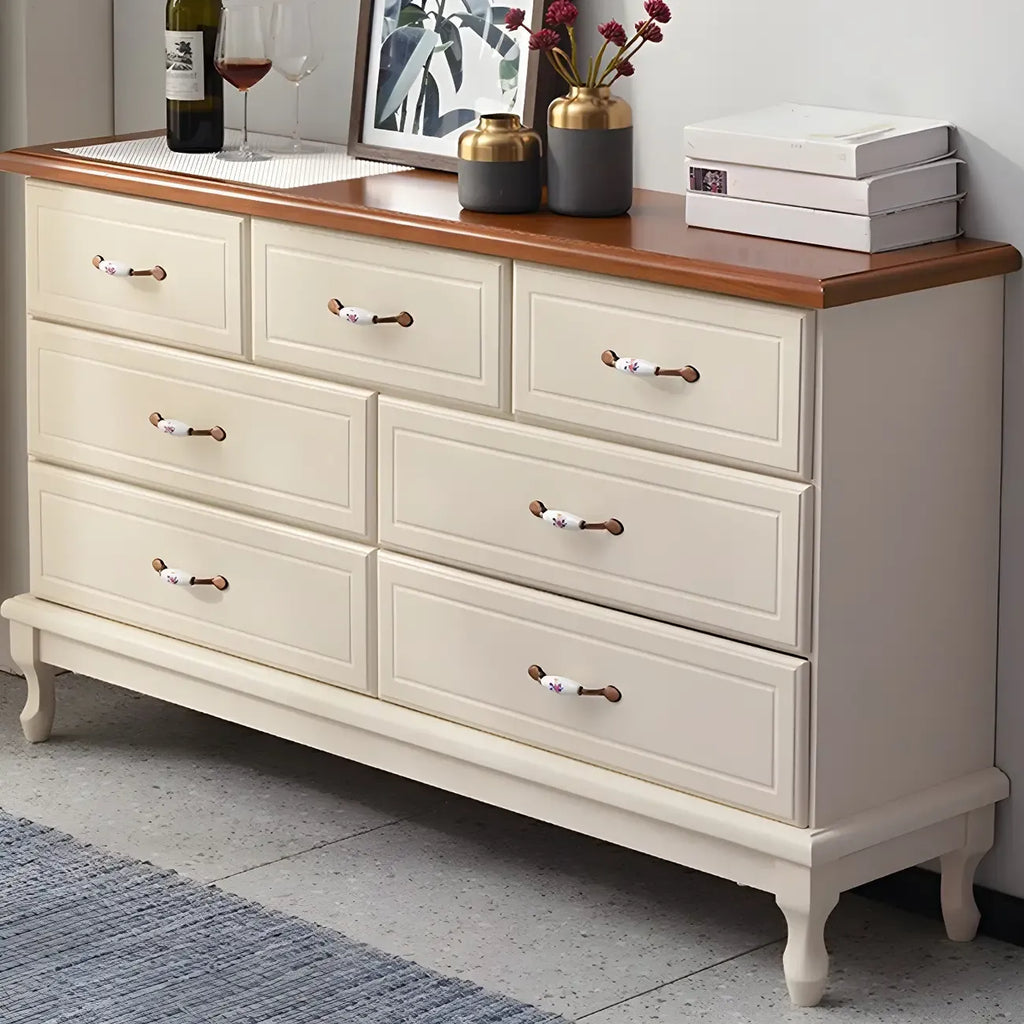 Commode double contemporaine en bois massif blanc-brun