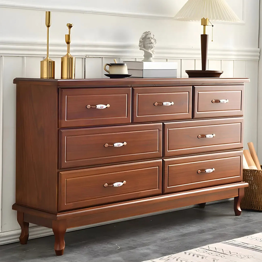 Commode double contemporaine en bois massif blanc-brun