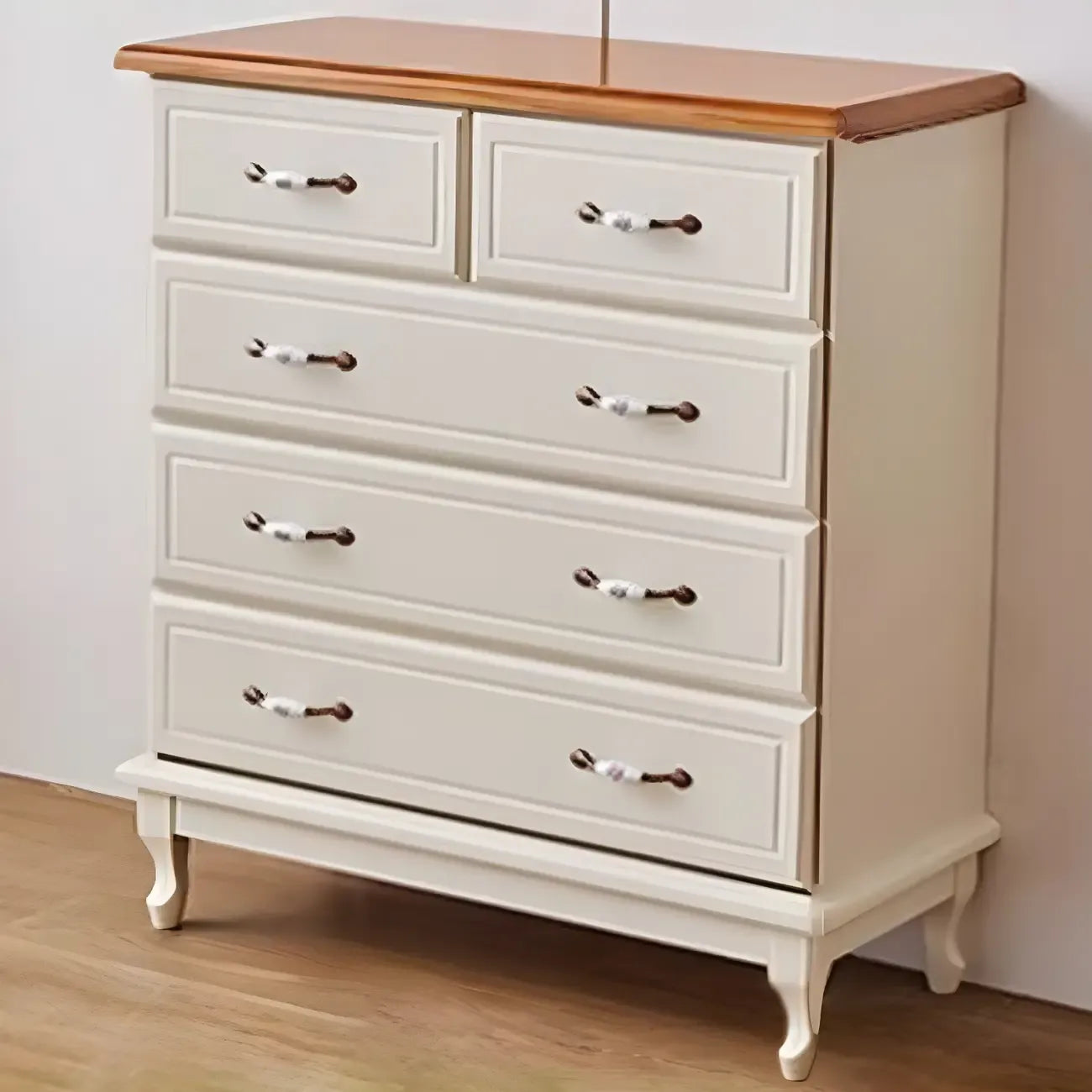 Commode double contemporaine en bois massif blanc-brun