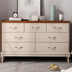Commode double contemporaine en bois massif blanc-brun