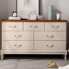 Commode double contemporaine en bois massif blanc-brun