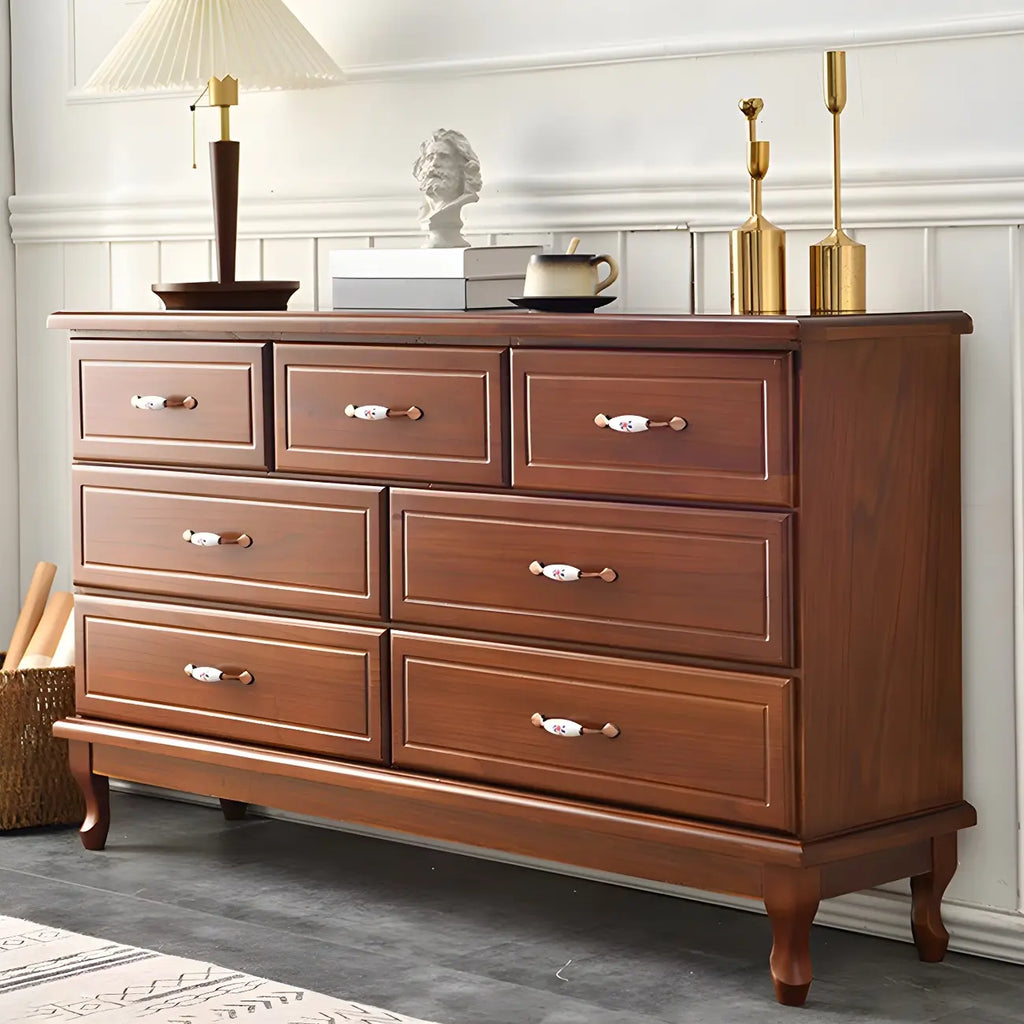 Commode double contemporaine en bois massif blanc-brun