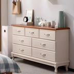Commode double contemporaine en bois massif blanc-brun