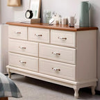 Commode double contemporaine en bois massif blanc-brun