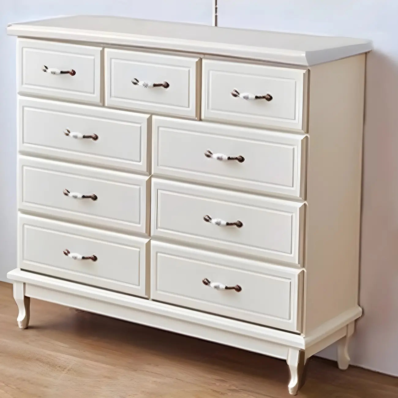 Commode double contemporaine en bois massif blanc-brun