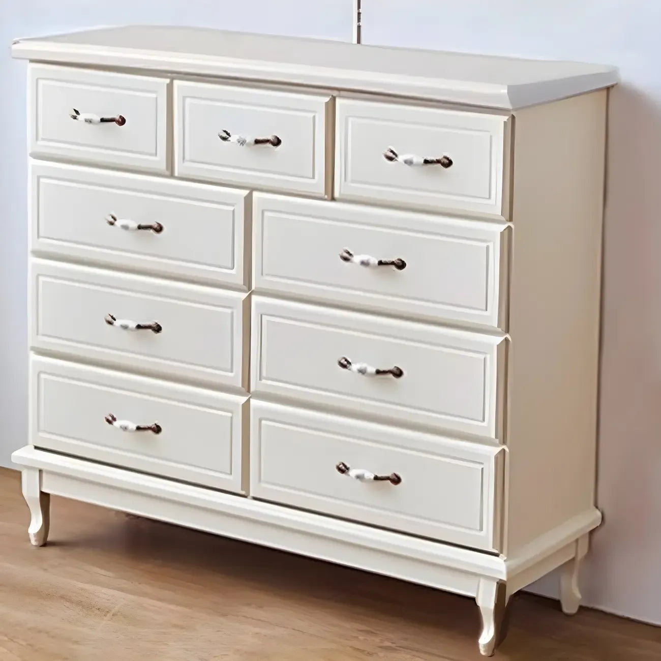 Commode double contemporaine en bois massif blanc-brun