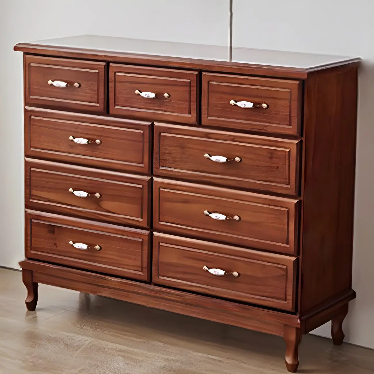 Commode double contemporaine en bois massif blanc-brun