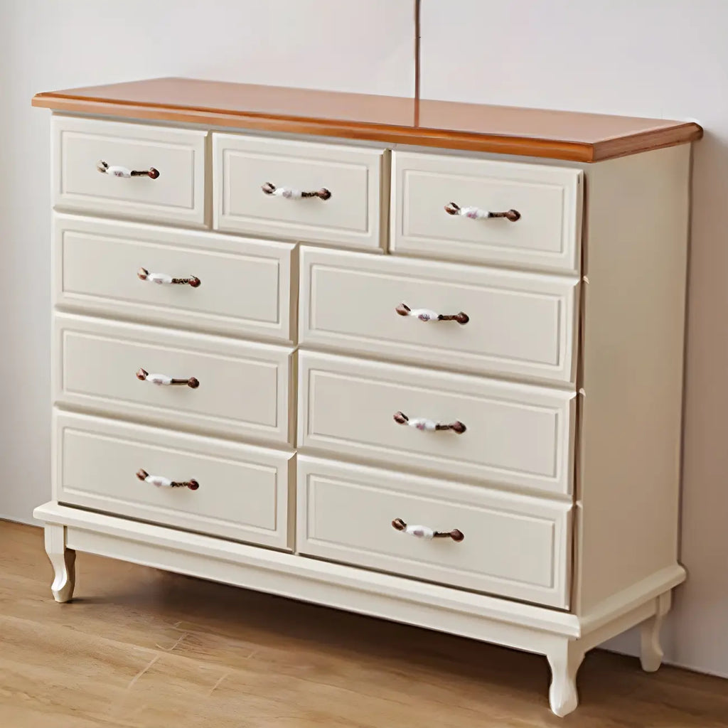 Commode double contemporaine en bois massif blanc-brun