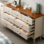 Commode double contemporaine en bois massif blanc-brun