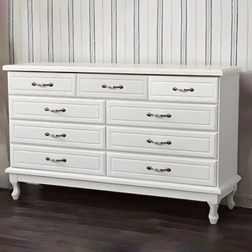 Commode double contemporaine en bois massif blanc-brun