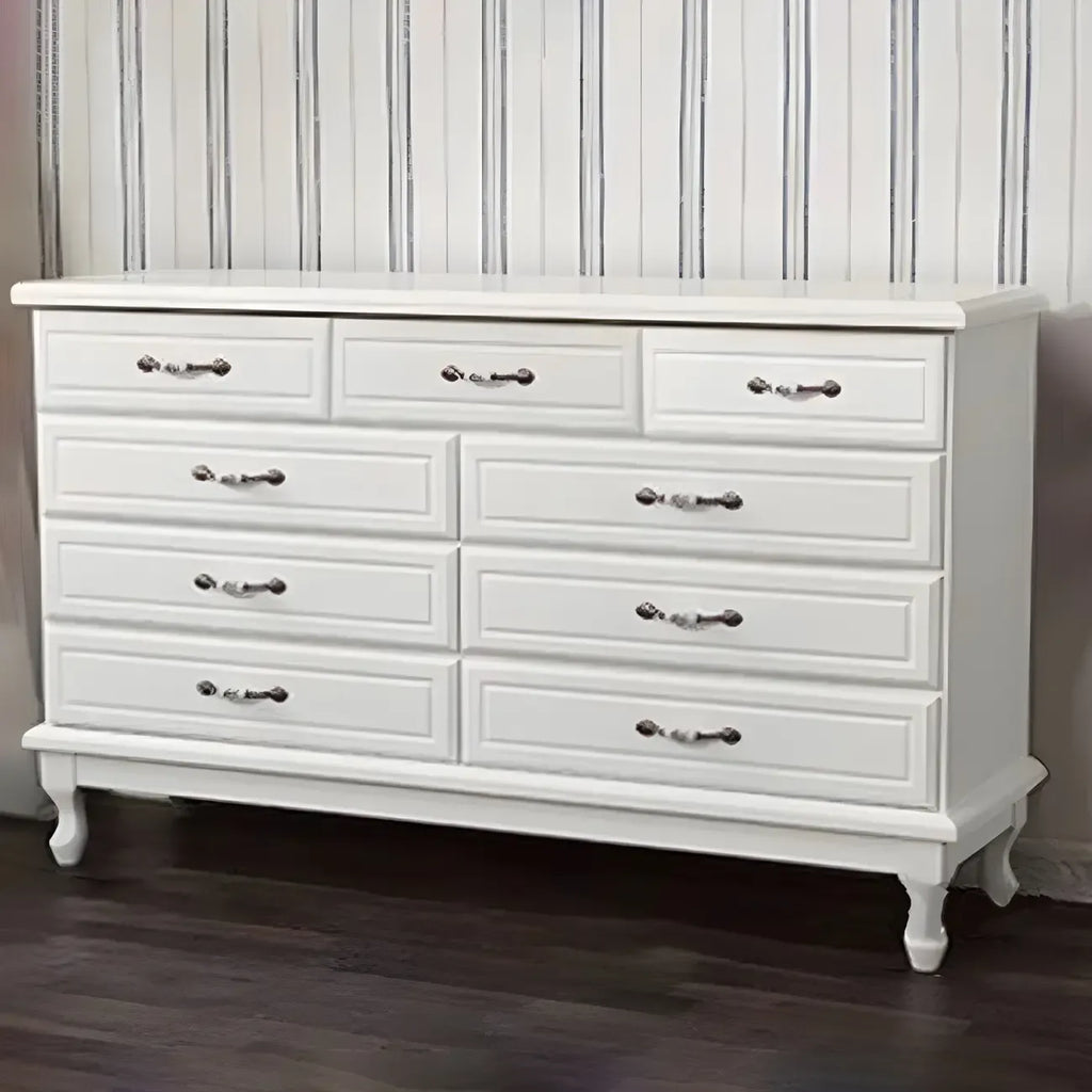 Commode double contemporaine en bois massif blanc-brun