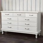 Commode double contemporaine en bois massif blanc-brun