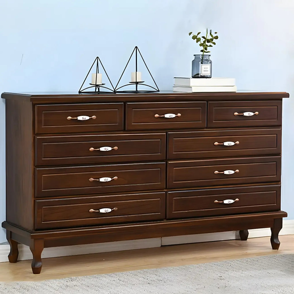 Commode double contemporaine en bois massif blanc-brun