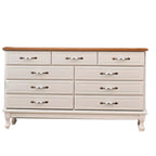 Commode double contemporaine en bois massif blanc-brun