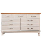 Commode double contemporaine en bois massif blanc-brun