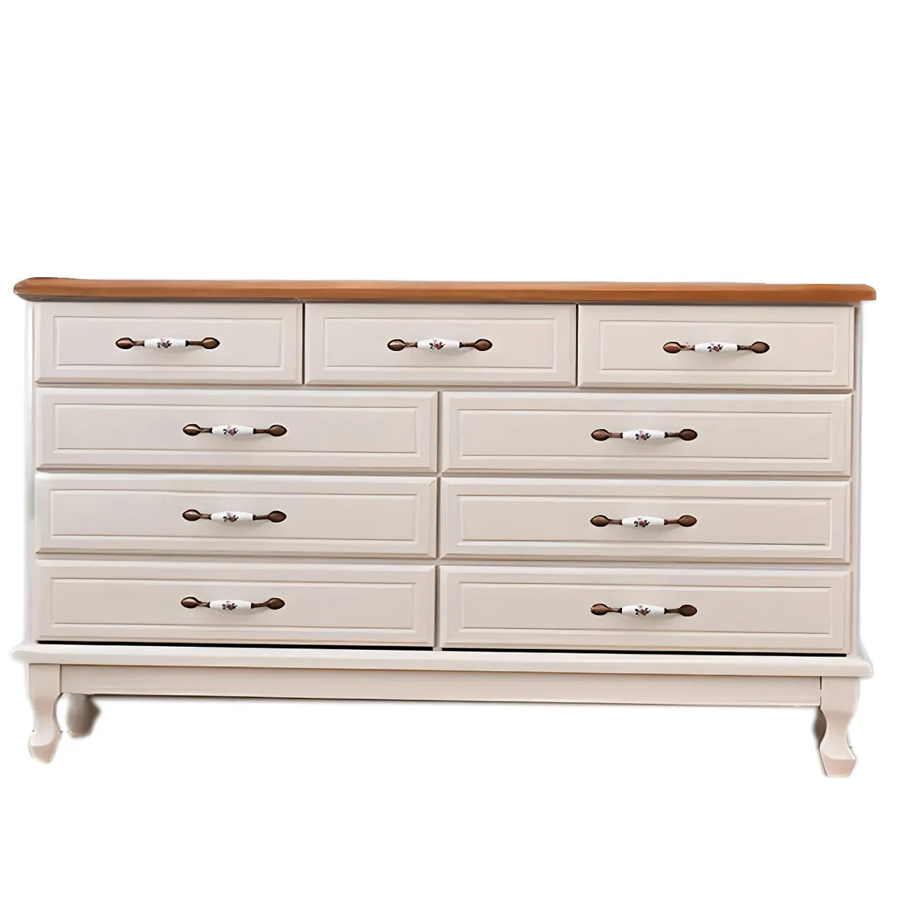 Commode double contemporaine en bois massif blanc-brun