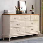 Commode double contemporaine en bois massif blanc-brun