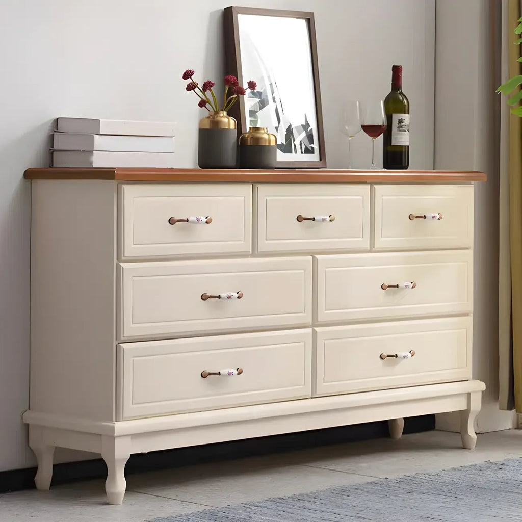 Commode double contemporaine en bois massif blanc-brun