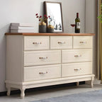 Commode double contemporaine en bois massif blanc-brun