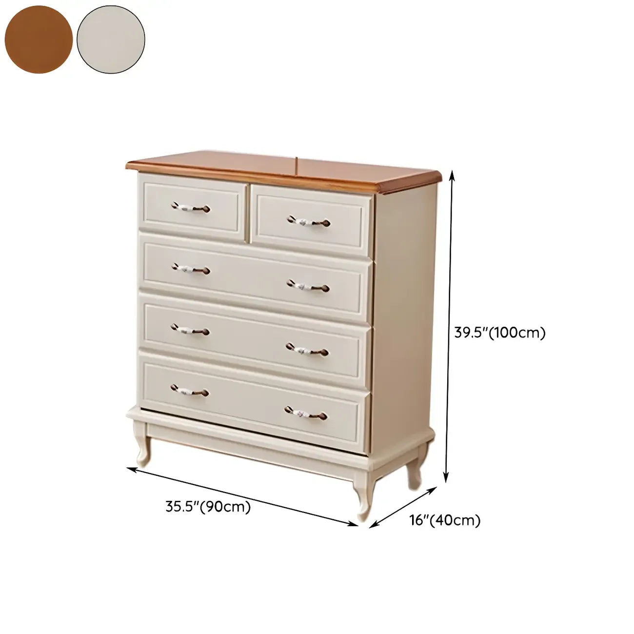 Commode double contemporaine en bois massif blanc-brun