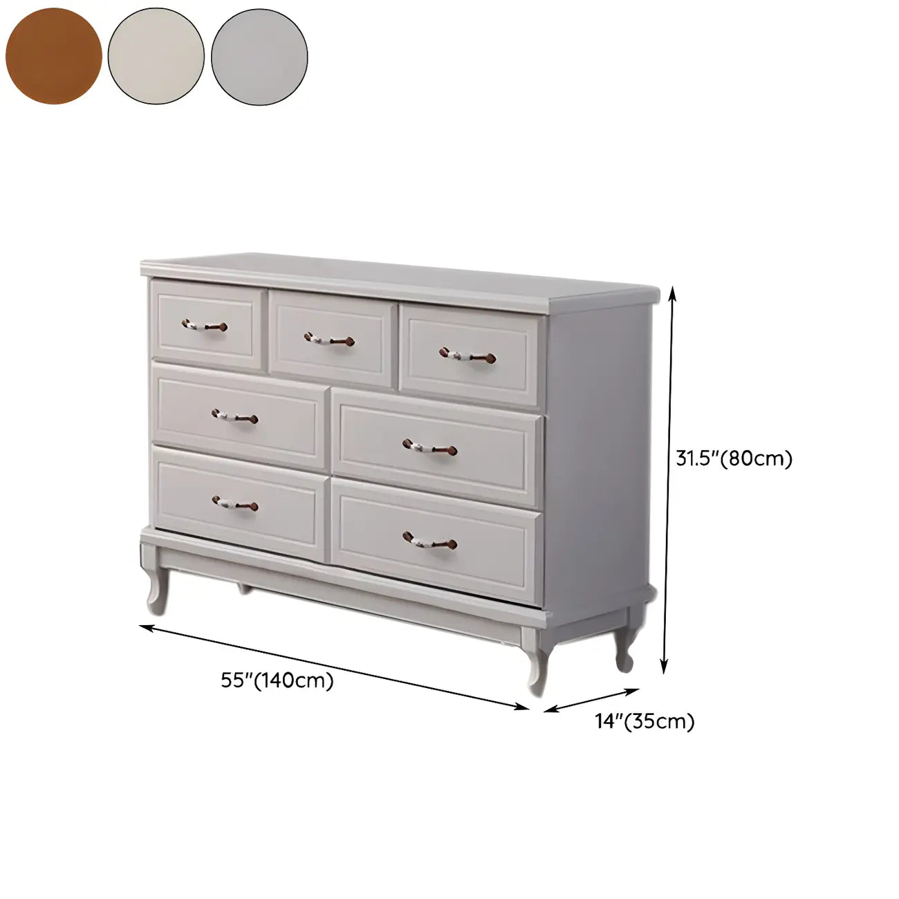 Commode double contemporaine en bois massif blanc-brun
