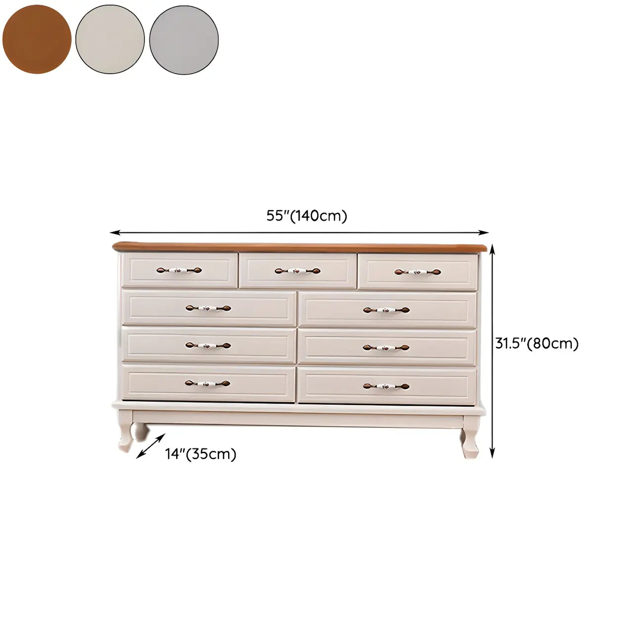Commode double contemporaine en bois massif blanc-brun