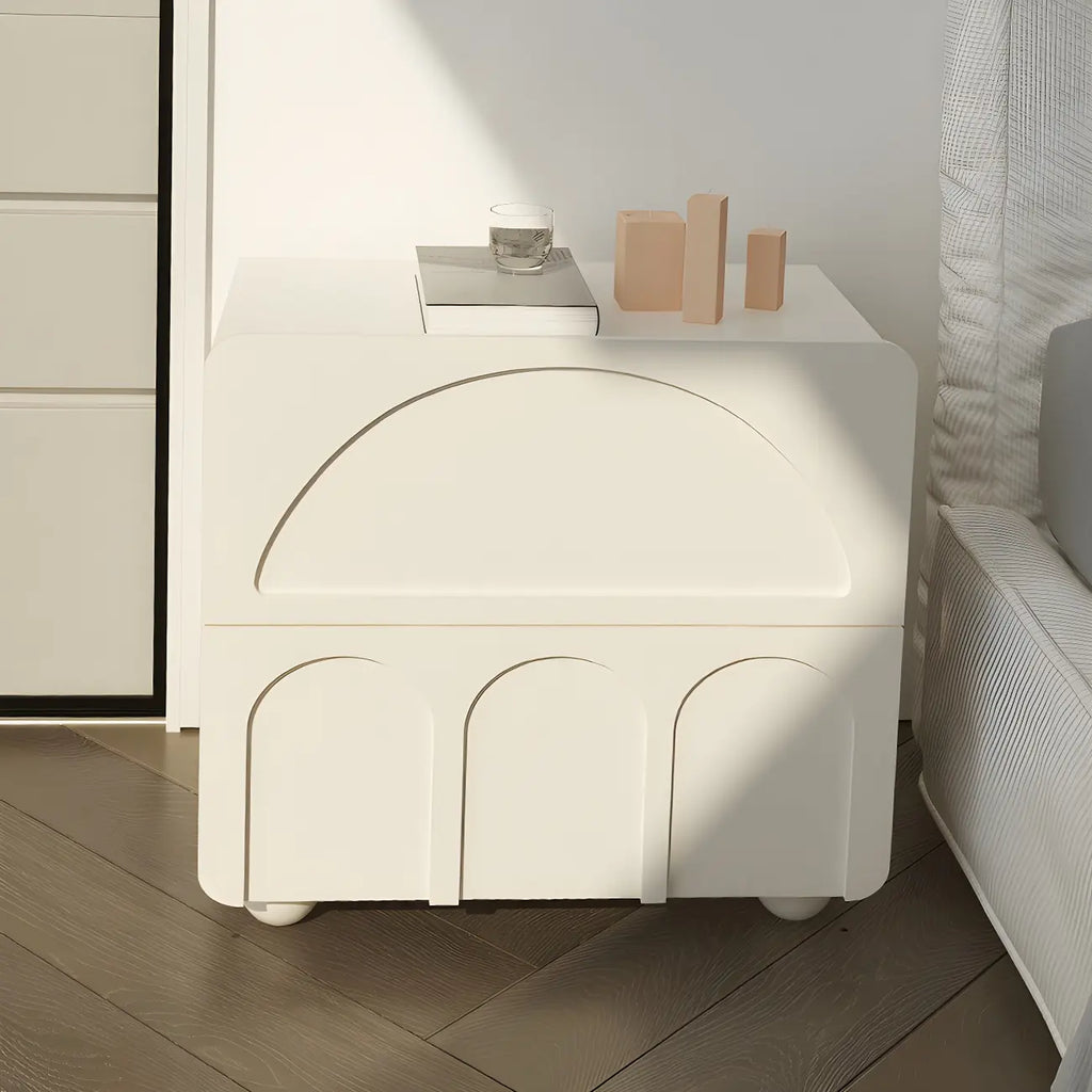 Petite table de chevet moderne blanche à 2 tiroirs en bois massif