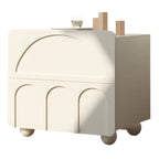 Petite table de chevet moderne blanche à 2 tiroirs en bois massif