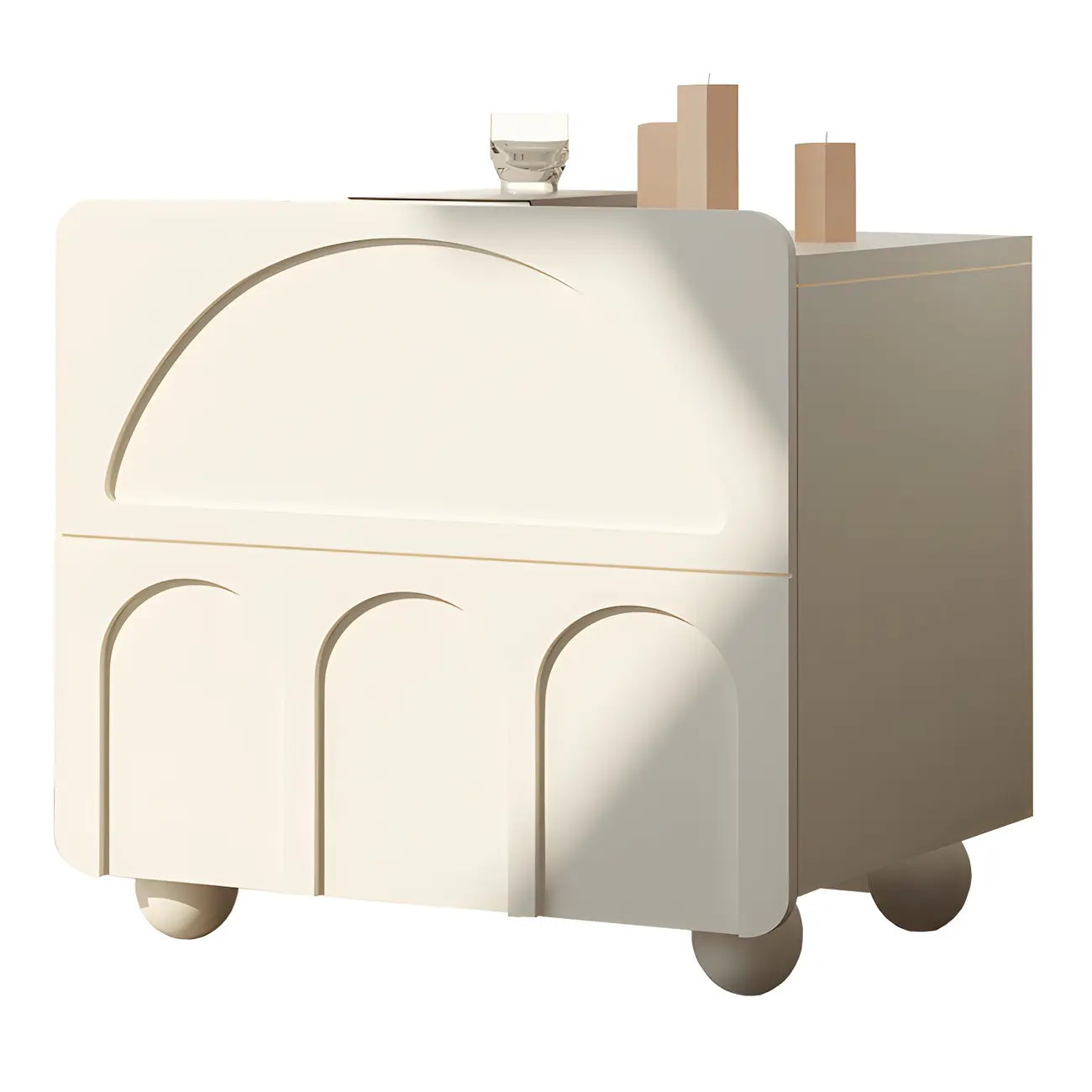 Petite table de chevet moderne blanche à 2 tiroirs en bois massif