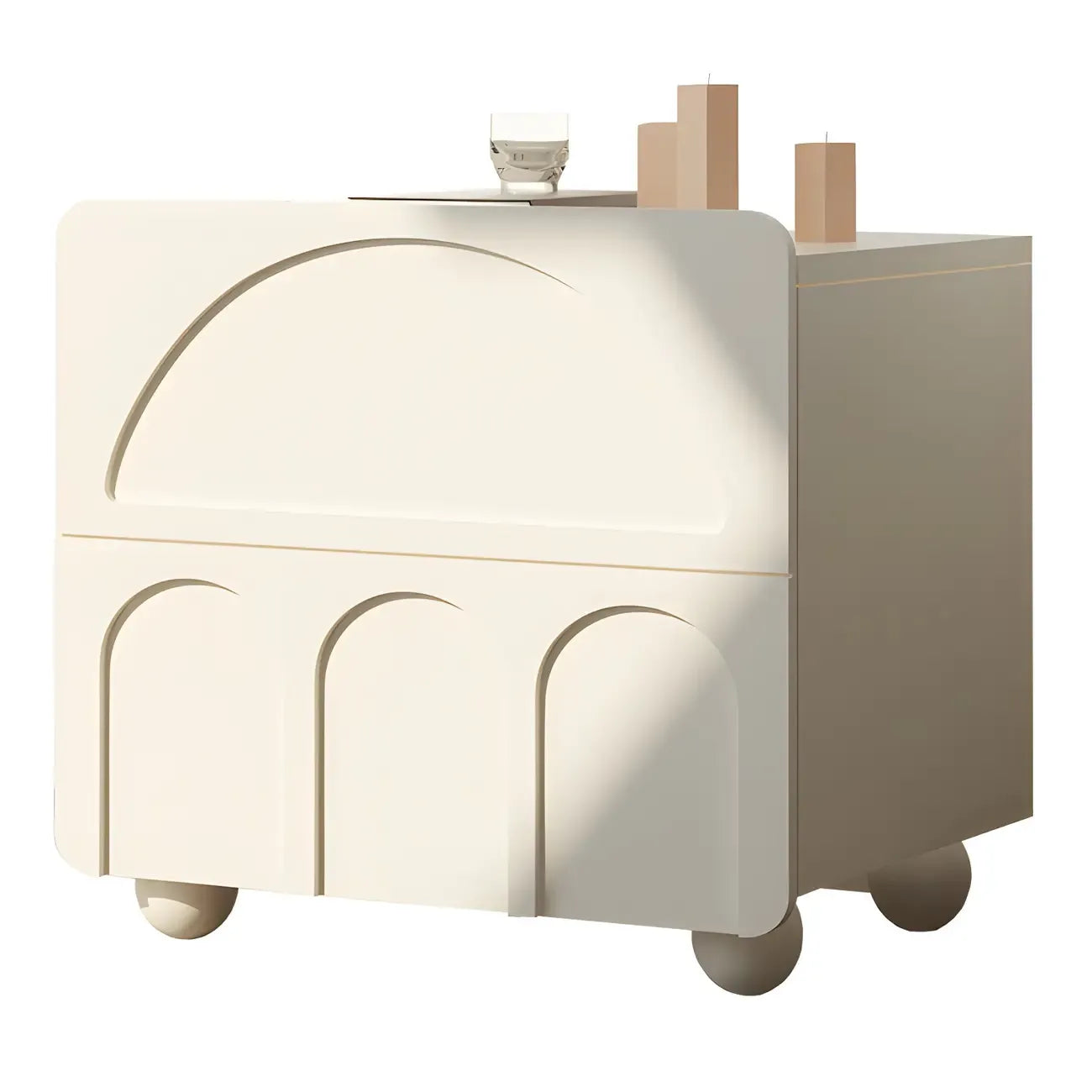 Petite table de chevet moderne blanche à 2 tiroirs en bois massif