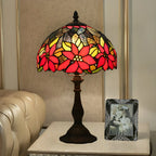 Lampe de table vintage en verre coloré rouge, forme cylindrique