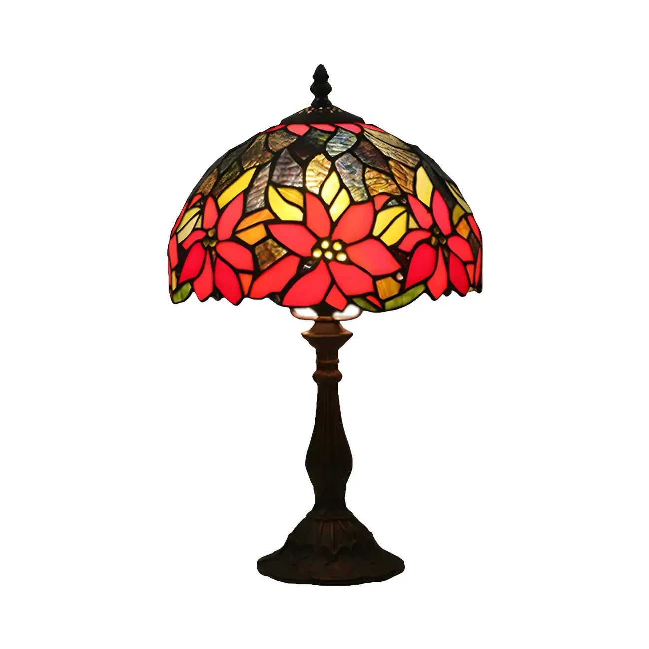 Lampe de table vintage en verre coloré rouge, forme cylindrique