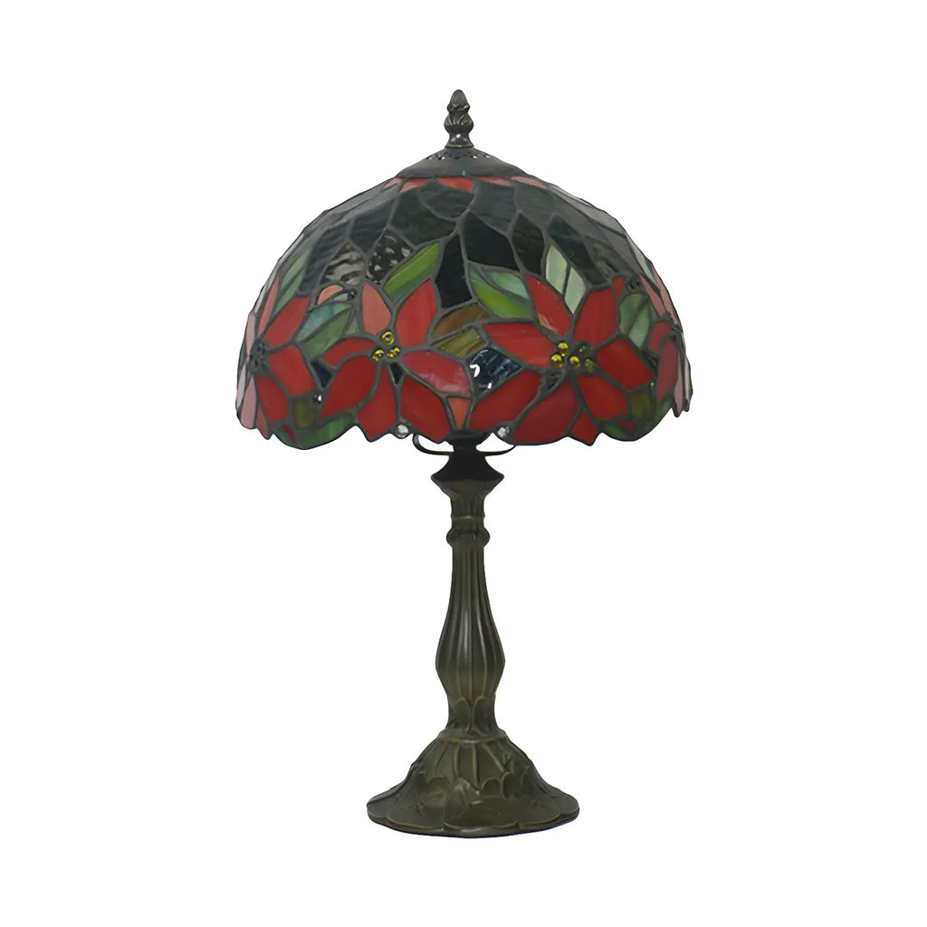 Lampe de table vintage en verre coloré rouge, forme cylindrique