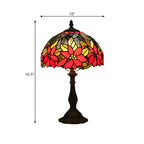 Lampe de table vintage en verre coloré rouge, forme cylindrique