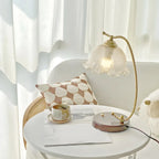 Lampe de table exquise en verre brun à bras courbé en forme de fleur