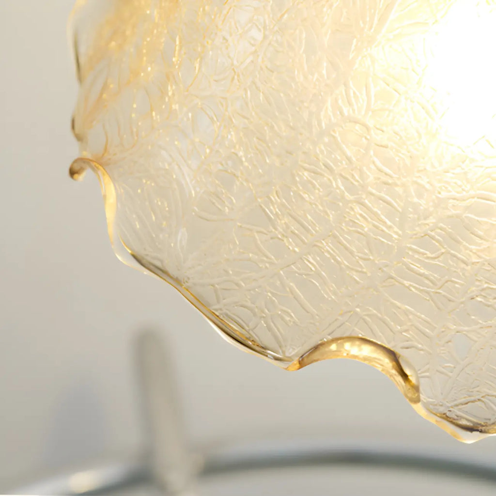 Lampe de table exquise en verre brun à bras courbé en forme de fleur