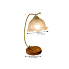 Lampe de table exquise en verre brun à bras courbé en forme de fleur