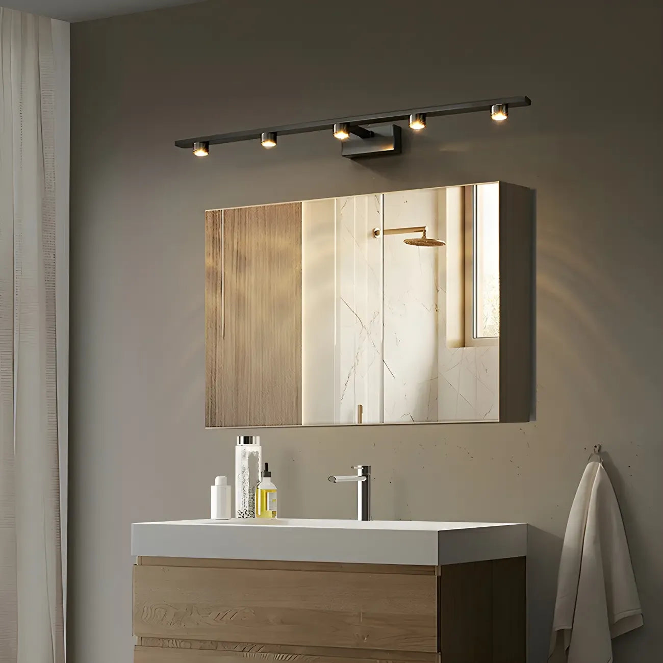 Applique murale LED classique en tube métallique avec abat-jour pour salle de bain