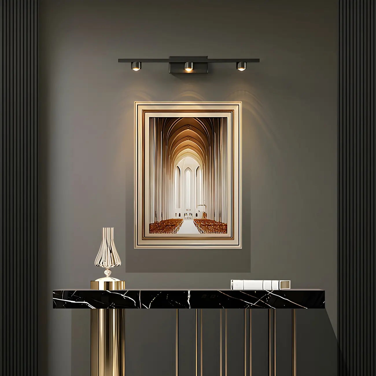 Applique murale LED classique en tube métallique avec abat-jour pour salle de bain