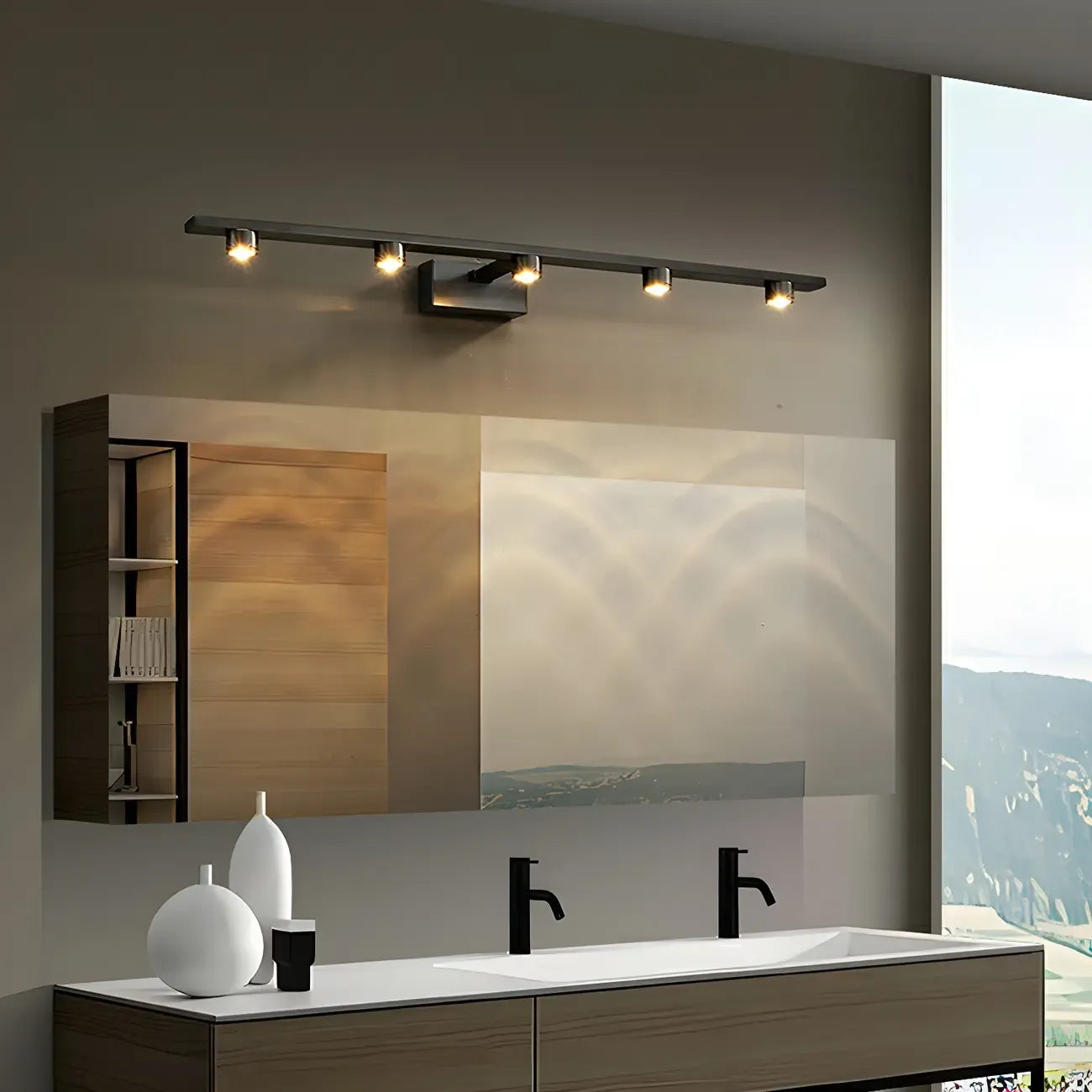 Applique murale LED classique en tube métallique avec abat-jour pour salle de bain