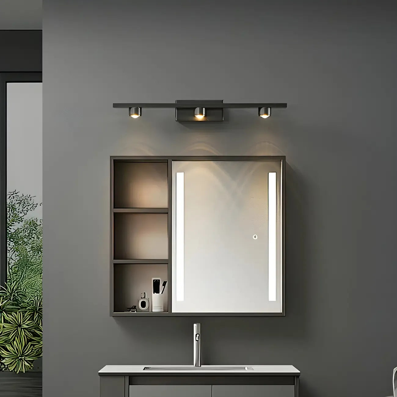 Applique murale LED classique en tube métallique avec abat-jour pour salle de bain